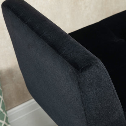 Bench with Storage Armrests Upholstered Bench with Velvet Look, Storage Chest with Wooden Legs, Bench for Living Room Bedroom Hallway 107 x 42 x 65 cm, Black