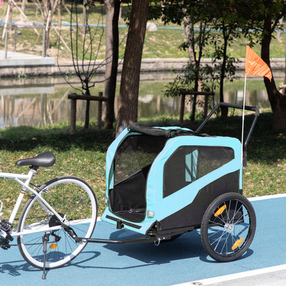 2-in-1 Dog Trailer, Bike Trailer for Dogs, Dog Cart with Reflectors, Dog Buggy max. 30 kg, Dog Bike Trailer for Large Dogs, Oxford Fabric, Blue