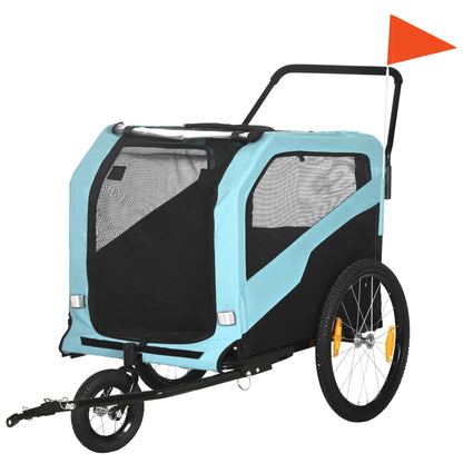 2-in-1 Dog Trailer, Bike Trailer for Dogs, Dog Cart with Reflectors, Dog Buggy max. 30 kg, Dog Bike Trailer for Large Dogs, Oxford Fabric, Blue