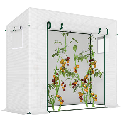 Small Garden Greenhouse Outdoor Greenhouse with Windows and Steel Frame Greenhouse for Growing Tomatoes Plants Flowers 200x76x168 cm White