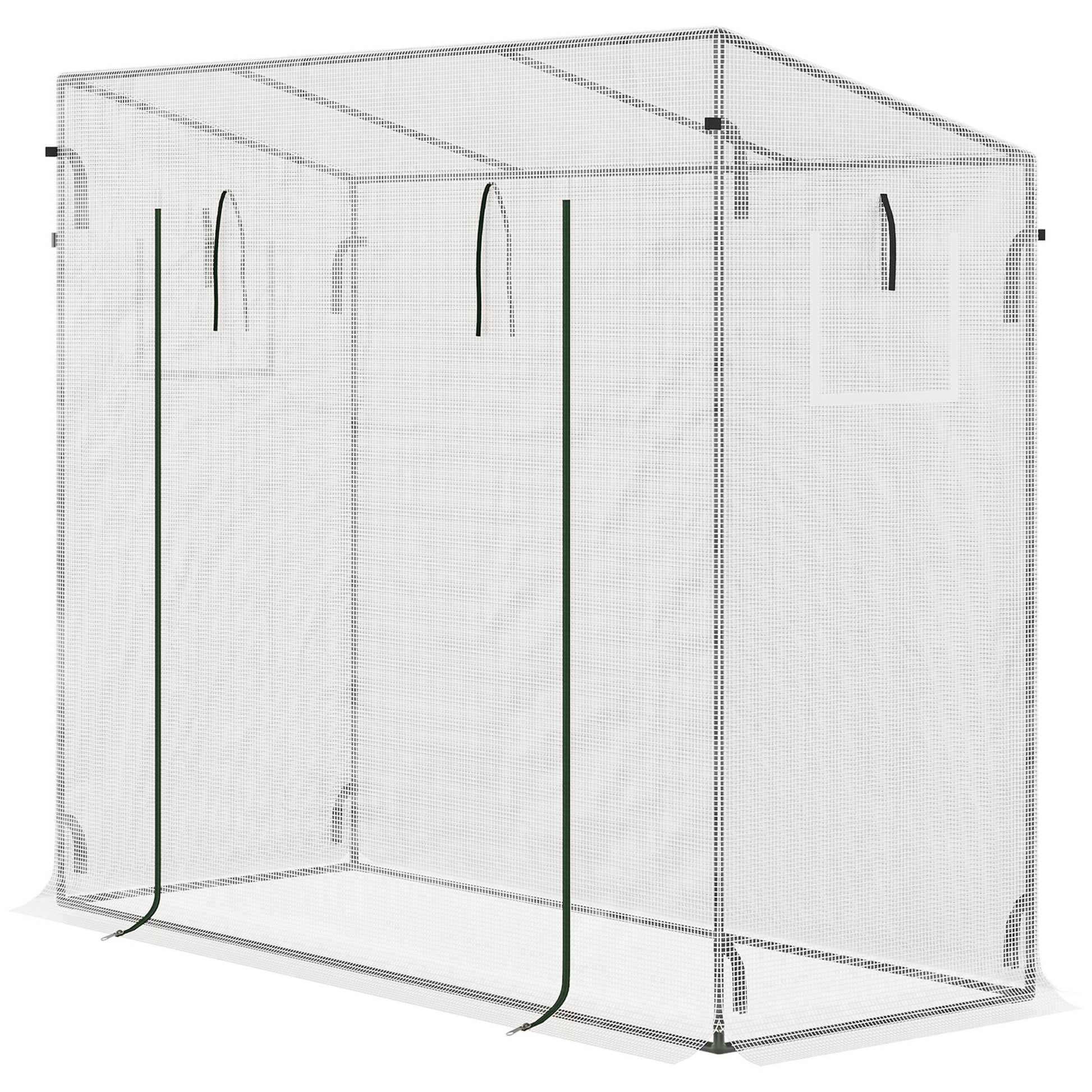 Small Garden Greenhouse Outdoor Greenhouse with Windows and Steel Frame Greenhouse for Growing Tomatoes Plants Flowers 200x76x168 cm White