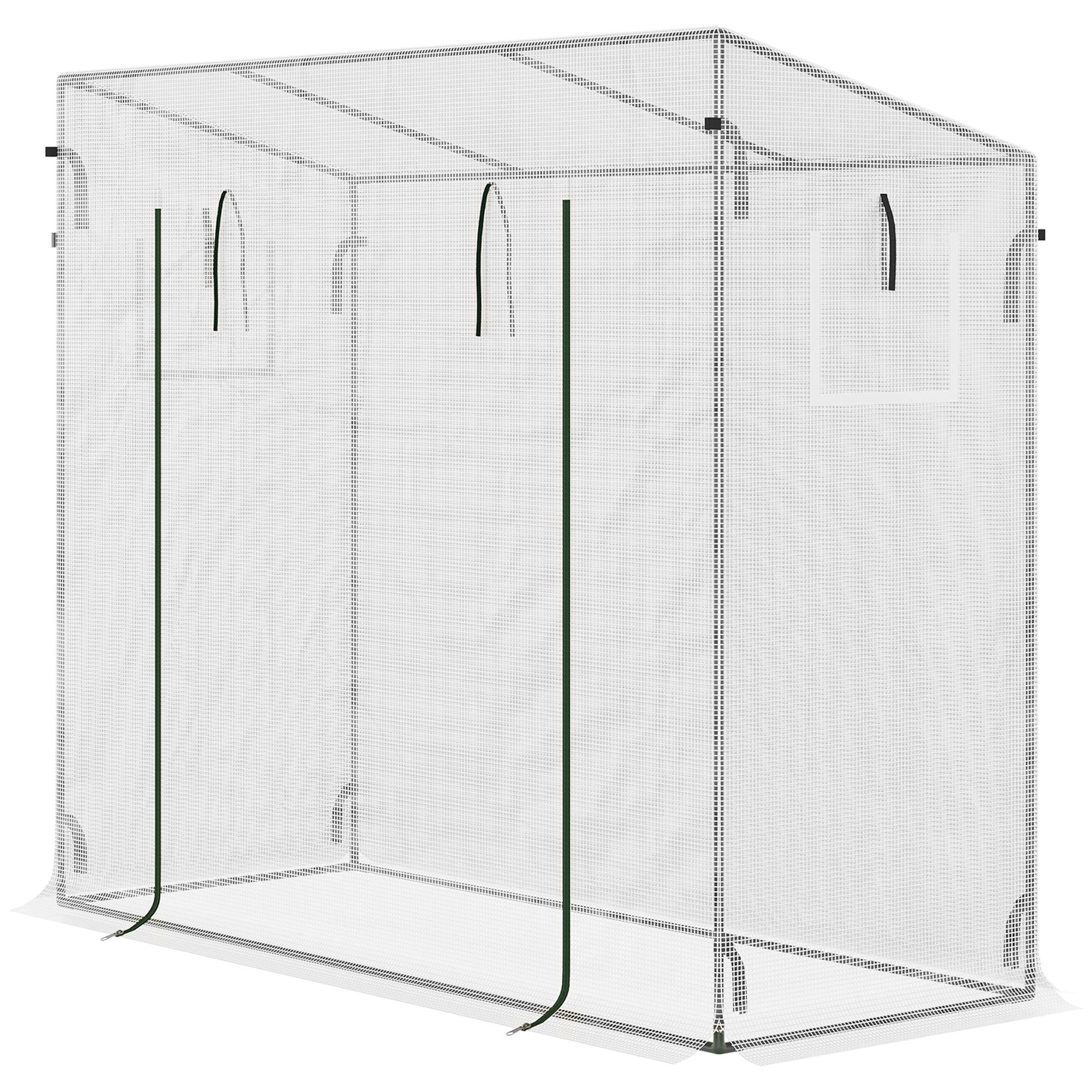 Small Garden Greenhouse Outdoor Greenhouse with Windows and Steel Frame Greenhouse for Growing Tomatoes Plants Flowers 200x76x168 cm White