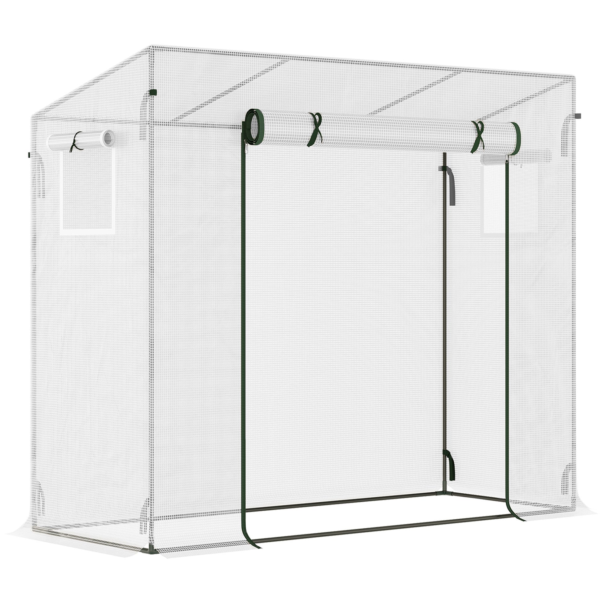Small Garden Greenhouse Outdoor Greenhouse with Windows and Steel Frame Greenhouse for Growing Tomatoes Plants Flowers 200x76x168 cm White