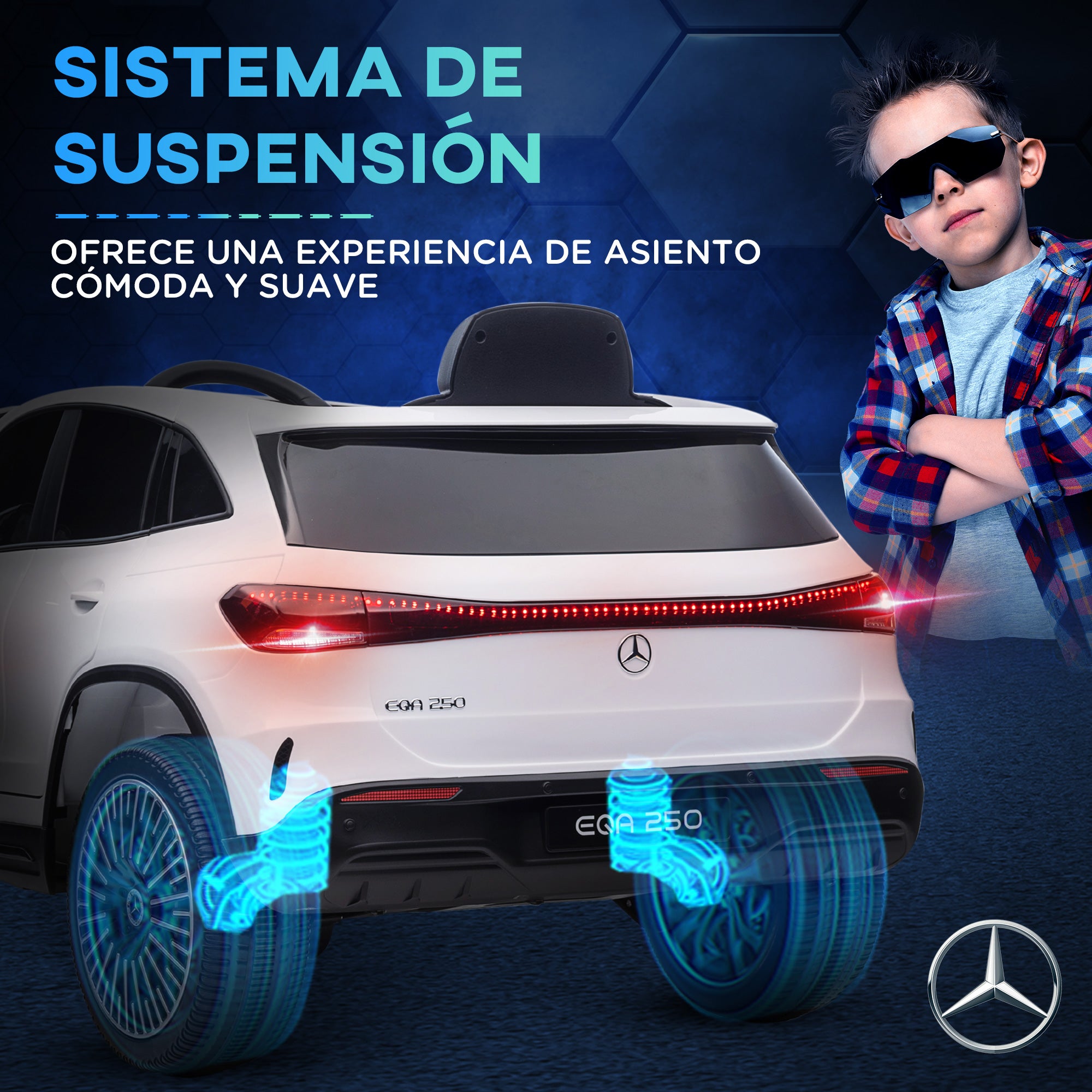 Kids Electric Car Mercedes-Benz EQA 12V Battery-Powered Car with Remote Control Music Horn Speed 3-8 km/h for Kids 3-8 Years White 111.5x69x52.5 cm