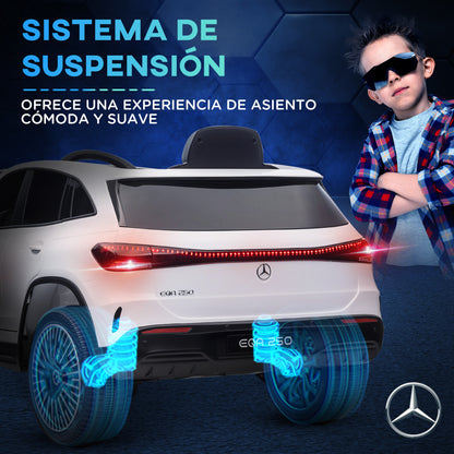 Kids Electric Car Mercedes-Benz EQA 12V Battery-Powered Car with Remote Control Music Horn Speed 3-8 km/h for Kids 3-8 Years White 111.5x69x52.5 cm