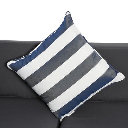 5-Piece Outdoor Garden Furniture Set with Sofa, Pouf, and PE Rattan Coffee Table, Gray