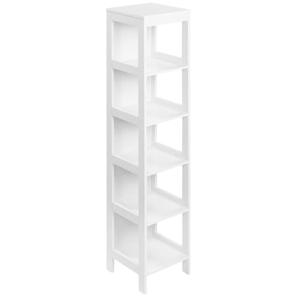 5-Tier Bathroom Floor Shelf Storage Stand for Kitchen Living Room Bedroom Modern Style Anti-Tip 30 kg Capacity 30x30x140 cm White