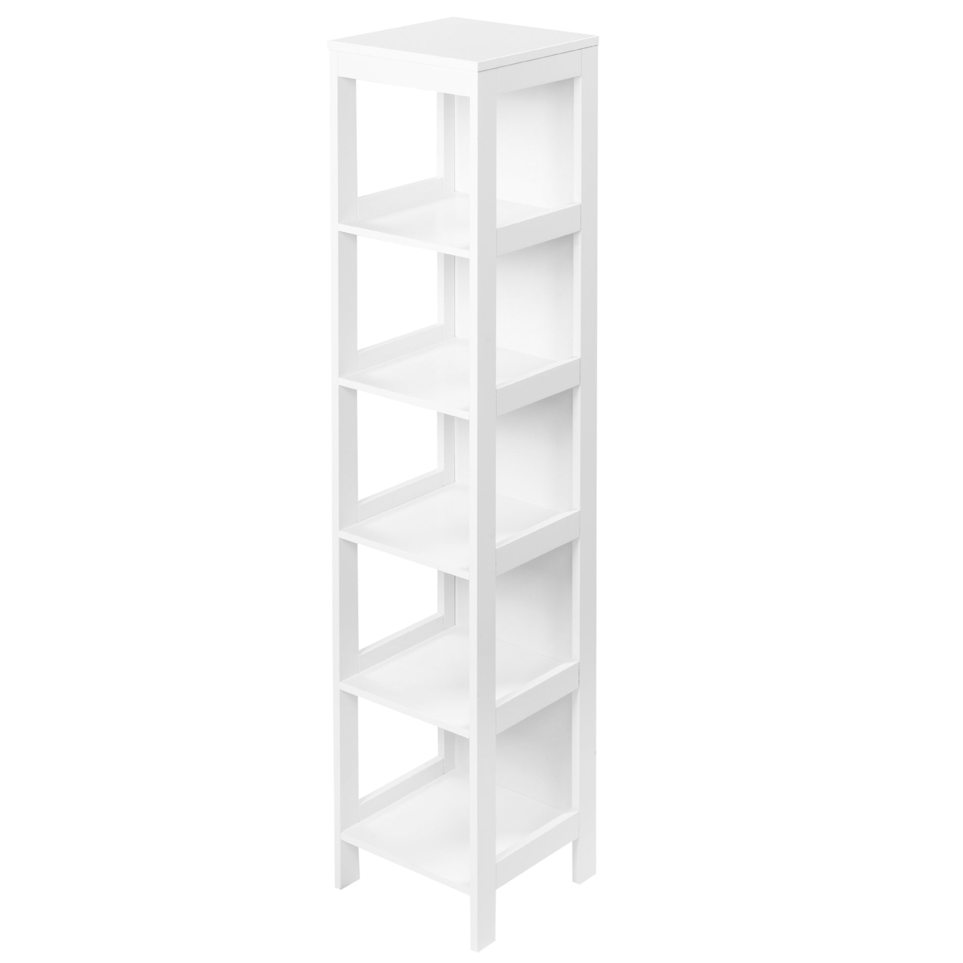5-Tier Bathroom Floor Shelf Storage Stand for Kitchen Living Room Bedroom Modern Style Anti-Tip 30 kg Capacity 30x30x140 cm White