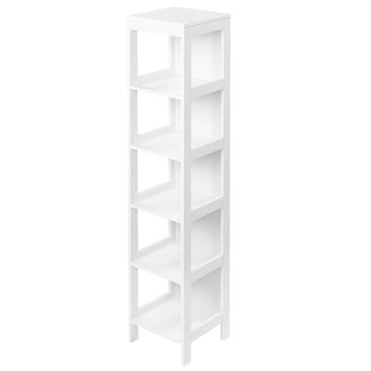 5-Tier Bathroom Floor Shelf Storage Stand for Kitchen Living Room Bedroom Modern Style Anti-Tip 30 kg Capacity 30x30x140 cm White