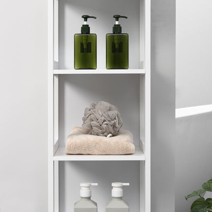 5-Tier Bathroom Floor Shelf Storage Stand for Kitchen Living Room Bedroom Modern Style Anti-Tip 30 kg Capacity 30x30x140 cm White