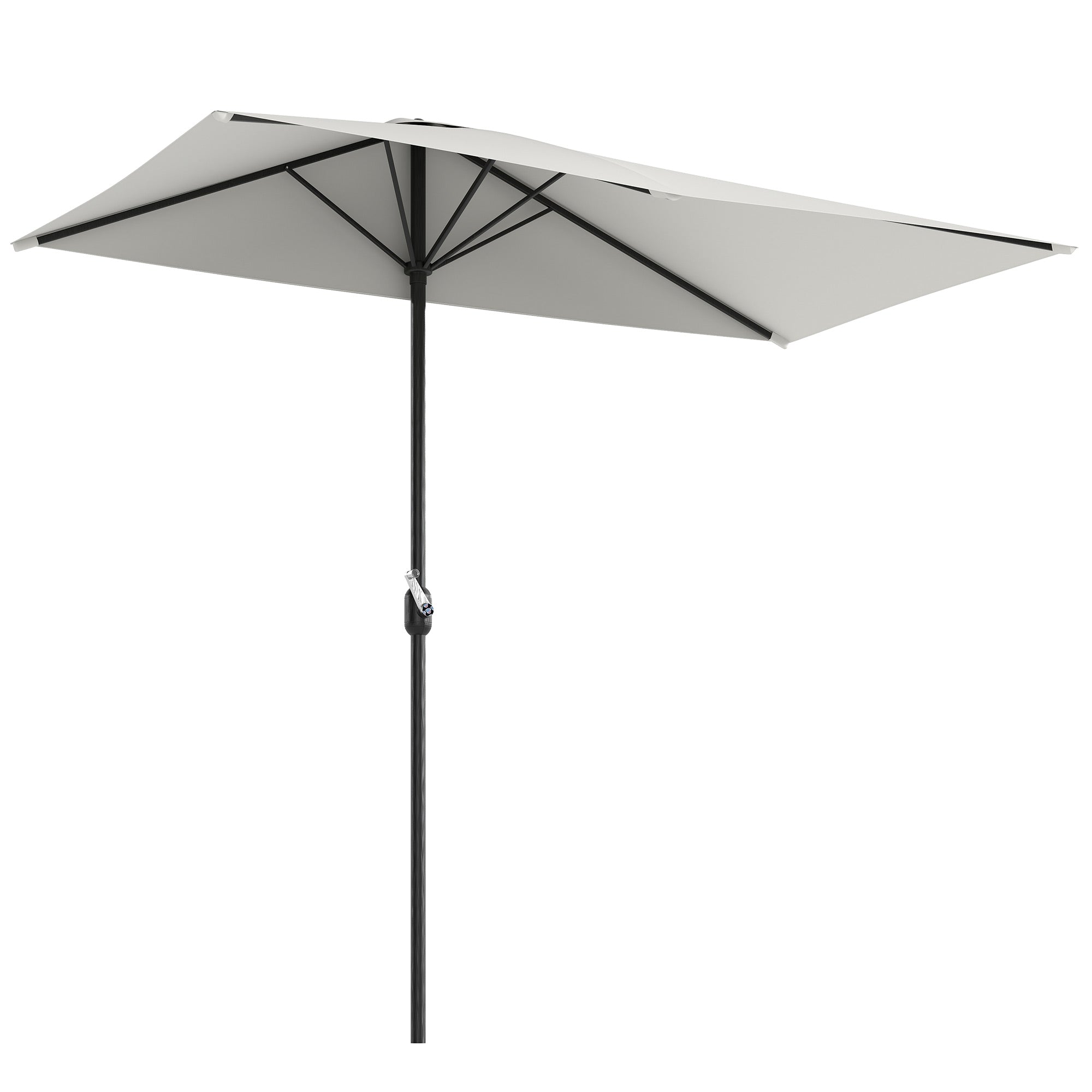 Rectangular Umbrella 230x130x245 cm Wall Half Umbrella with Crank UV 30+ Protection Waterproof Umbrella for Balcony Terrace Garden Cream