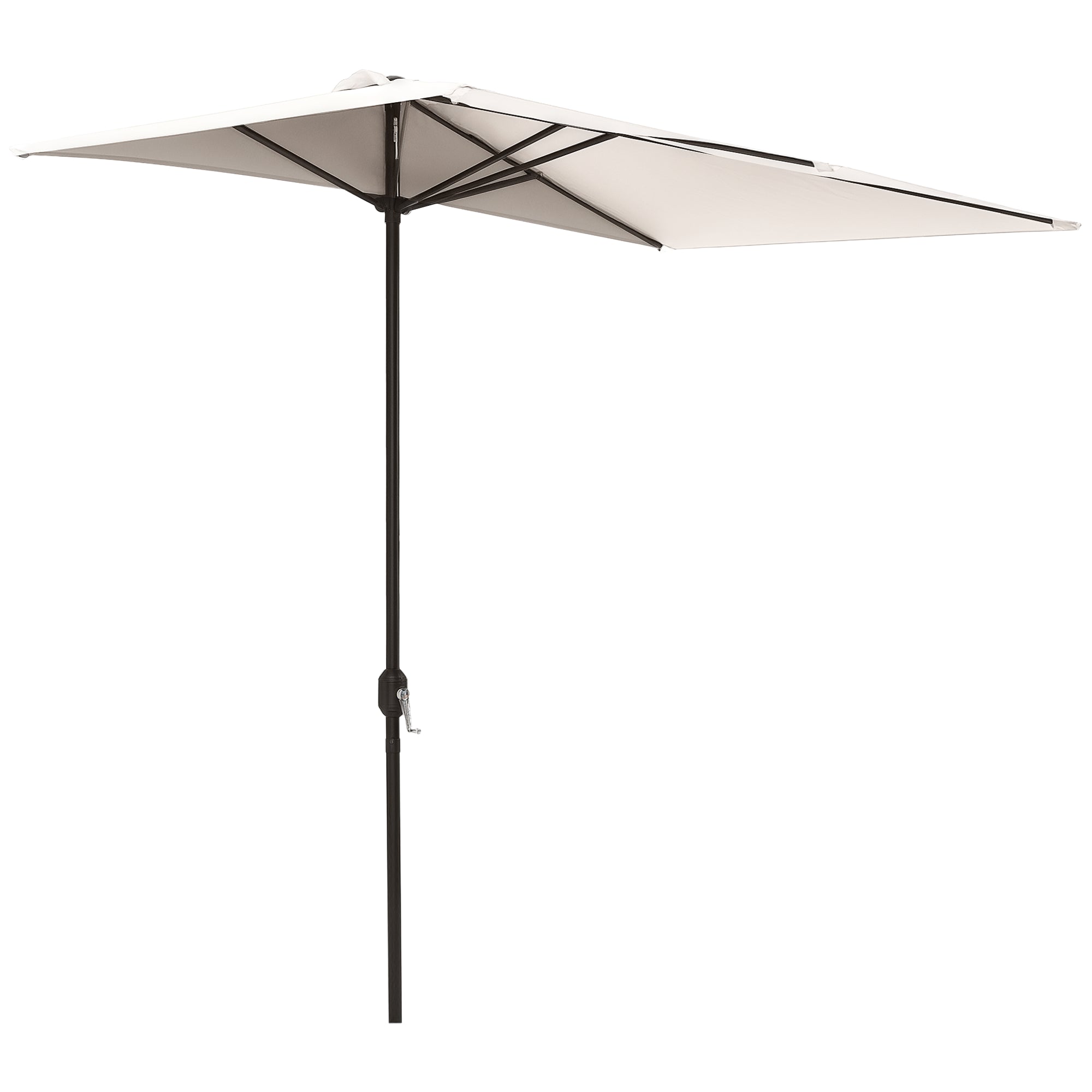 Rectangular Umbrella 230x130x245 cm Wall Half Umbrella with Crank UV 30+ Protection Waterproof Umbrella for Balcony Terrace Garden Cream