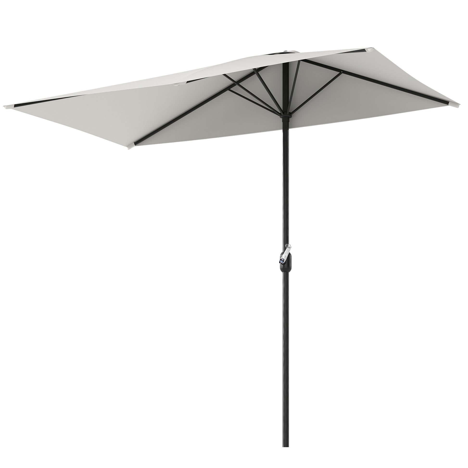 Rectangular Umbrella 230x130x245 cm Wall Half Umbrella with Crank UV 30+ Protection Waterproof Umbrella for Balcony Terrace Garden Cream