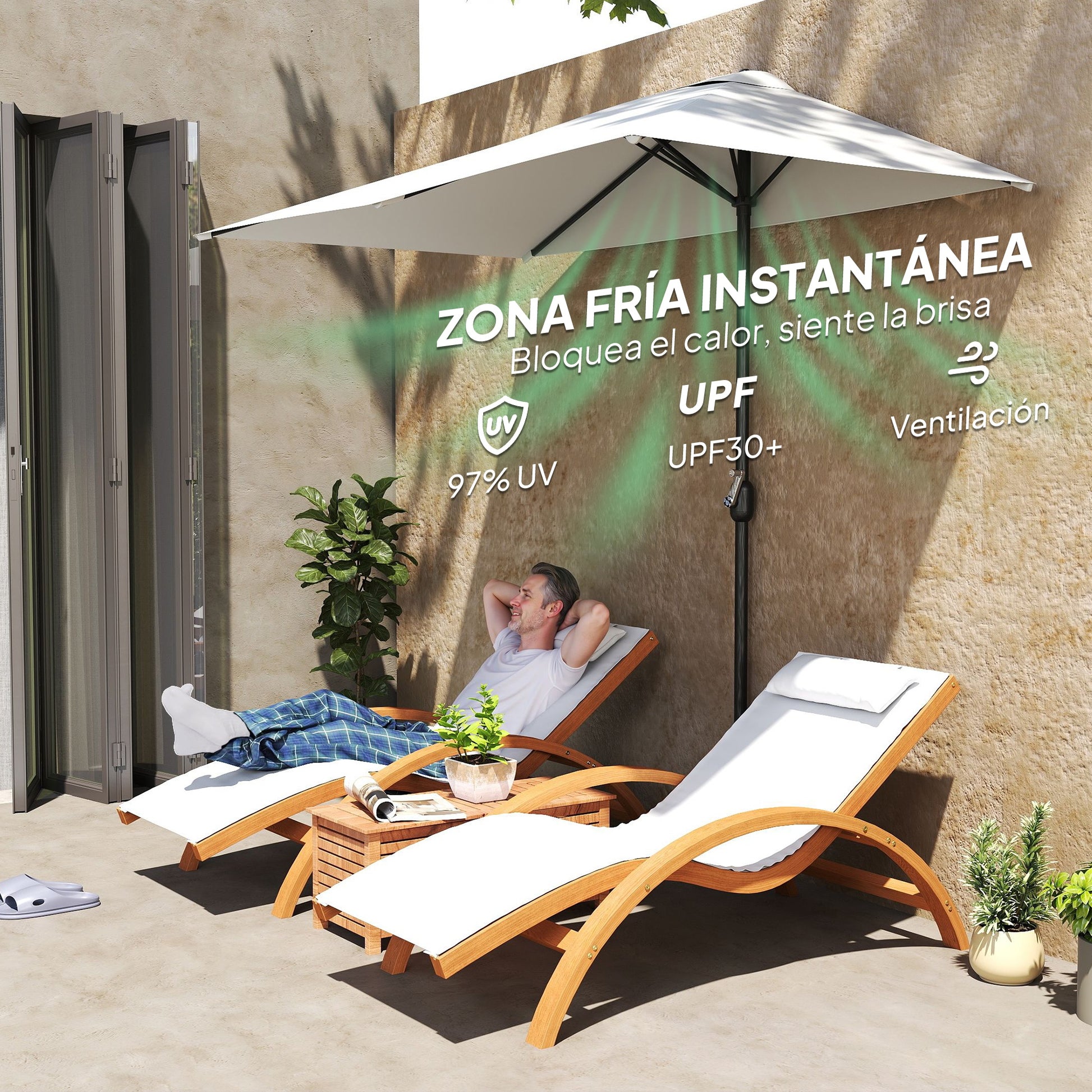Rectangular Umbrella 230x130x245 cm Wall Half Umbrella with Crank UV 30+ Protection Waterproof Umbrella for Balcony Terrace Garden Cream