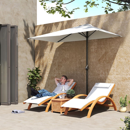 Rectangular Umbrella 230x130x245 cm Wall Half Umbrella with Crank UV 30+ Protection Waterproof Umbrella for Balcony Terrace Garden Cream