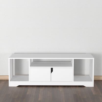 TV Stand for TVs up to 42" Modern TV Stand with Double Door Cabinet and 3 Open Compartments 120x30x41cm White