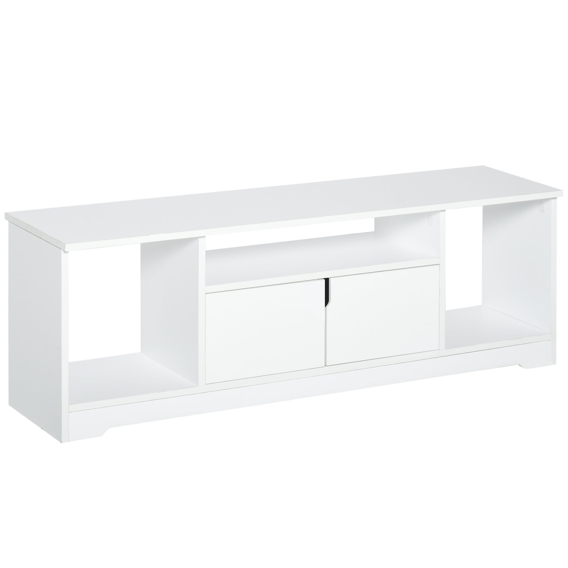 TV Stand for TVs up to 42" Modern TV Stand with Double Door Cabinet and 3 Open Compartments 120x30x41cm White