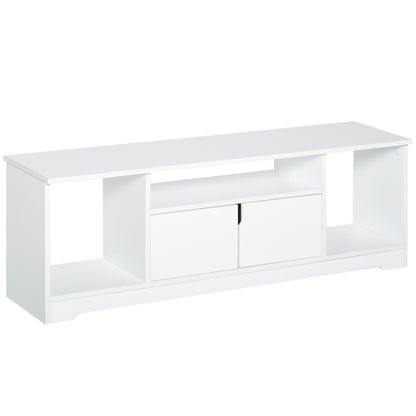 TV Stand for TVs up to 42" Modern TV Stand with Double Door Cabinet and 3 Open Compartments 120x30x41cm White