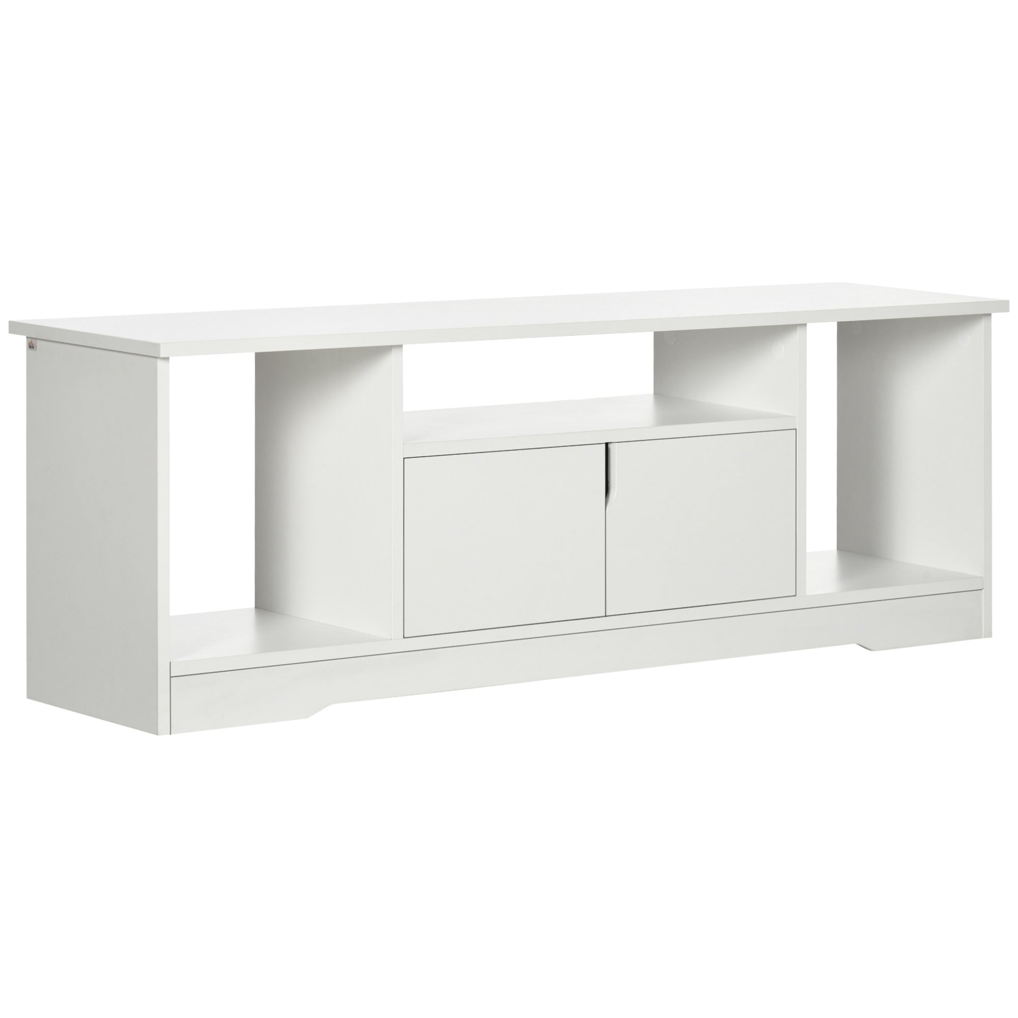 TV Stand for TVs up to 42" Modern TV Stand with Double Door Cabinet and 3 Open Compartments 120x30x41cm White