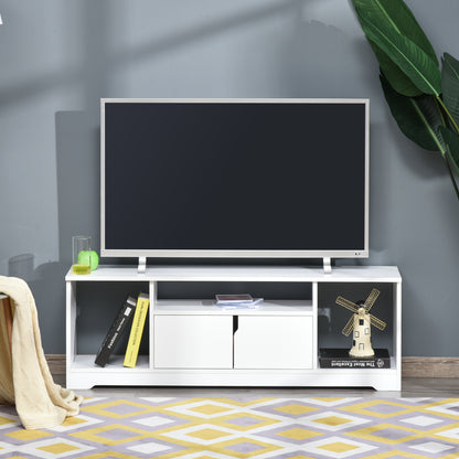 TV Stand for TVs up to 42" Modern TV Stand with Double Door Cabinet and 3 Open Compartments 120x30x41cm White