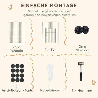 Outdoor Enclosure Small Animal Cage with Grid Door, Small Animal Cage for Guinea Pigs, Hamsters, Rabbits, 120 x 60 x 80 cm, Black