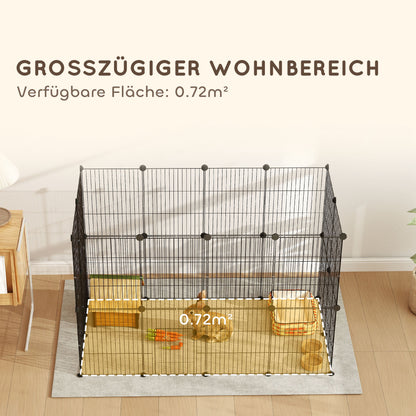 Outdoor Enclosure Small Animal Cage with Grid Door, Small Animal Cage for Guinea Pigs, Hamsters, Rabbits, 120 x 60 x 80 cm, Black