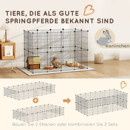 Outdoor Enclosure Small Animal Cage with Grid Door, Small Animal Cage for Guinea Pigs, Hamsters, Rabbits, 120 x 60 x 80 cm, Black