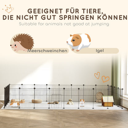 Outdoor Enclosure Small Animal Cage with Grid Door, Small Animal Cage for Guinea Pigs, Hamsters, Rabbits, 120 x 60 x 80 cm, Black