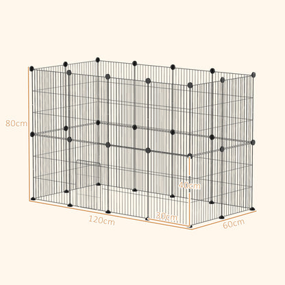 Outdoor Enclosure Small Animal Cage with Grid Door, Small Animal Cage for Guinea Pigs, Hamsters, Rabbits, 120 x 60 x 80 cm, Black