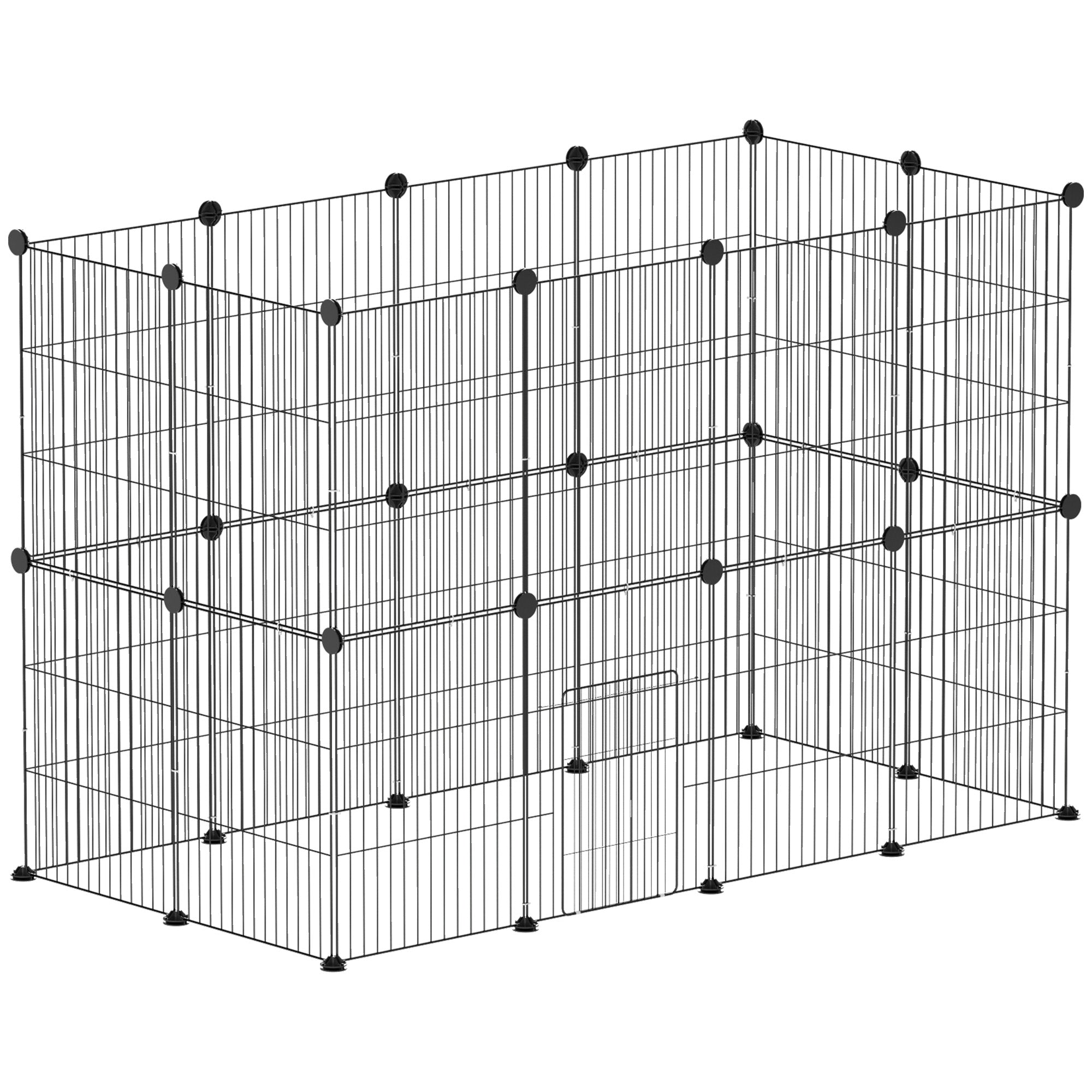 Outdoor Enclosure Small Animal Cage with Grid Door, Small Animal Cage for Guinea Pigs, Hamsters, Rabbits, 120 x 60 x 80 cm, Black