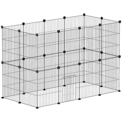 Outdoor Enclosure Small Animal Cage with Grid Door, Small Animal Cage for Guinea Pigs, Hamsters, Rabbits, 120 x 60 x 80 cm, Black
