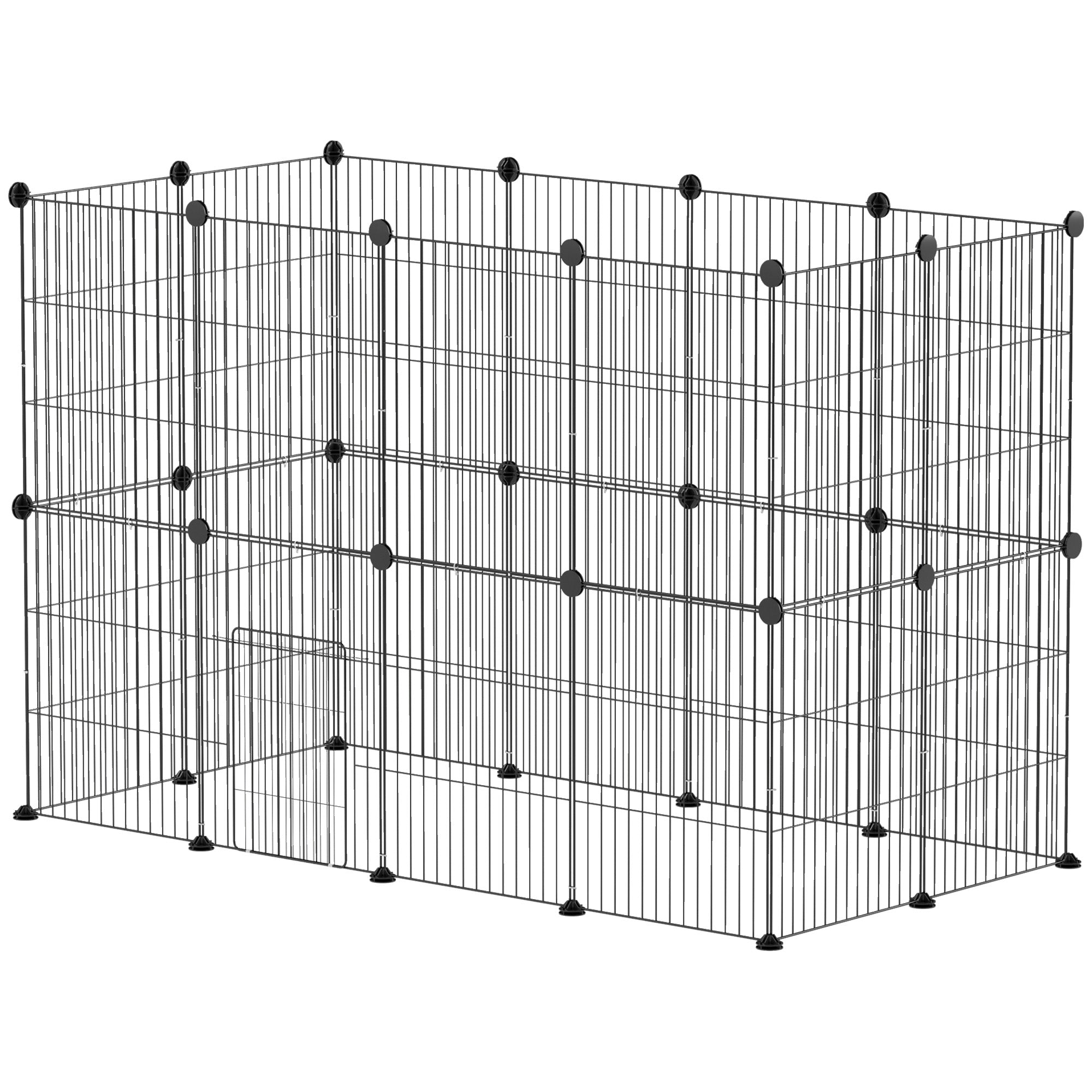 Outdoor Enclosure Small Animal Cage with Grid Door, Small Animal Cage for Guinea Pigs, Hamsters, Rabbits, 120 x 60 x 80 cm, Black