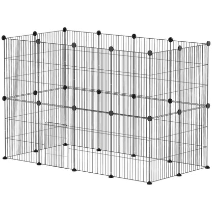 Outdoor Enclosure Small Animal Cage with Grid Door, Small Animal Cage for Guinea Pigs, Hamsters, Rabbits, 120 x 60 x 80 cm, Black