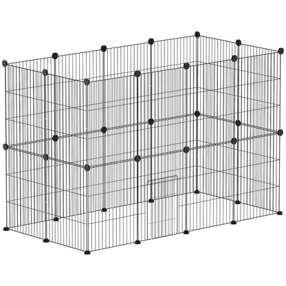 Outdoor Enclosure Small Animal Cage with Grid Door, Small Animal Cage for Guinea Pigs, Hamsters, Rabbits, 120 x 60 x 80 cm, Black