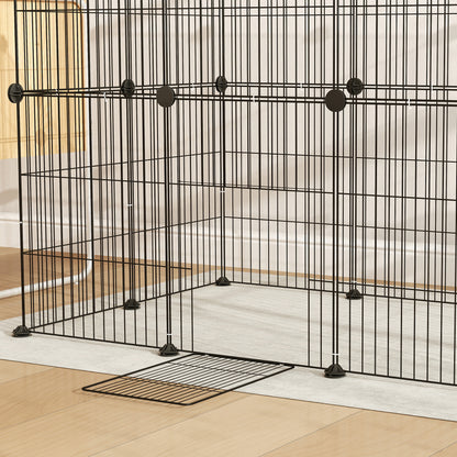 Outdoor Enclosure Small Animal Cage with Grid Door, Small Animal Cage for Guinea Pigs, Hamsters, Rabbits, 120 x 60 x 80 cm, Black