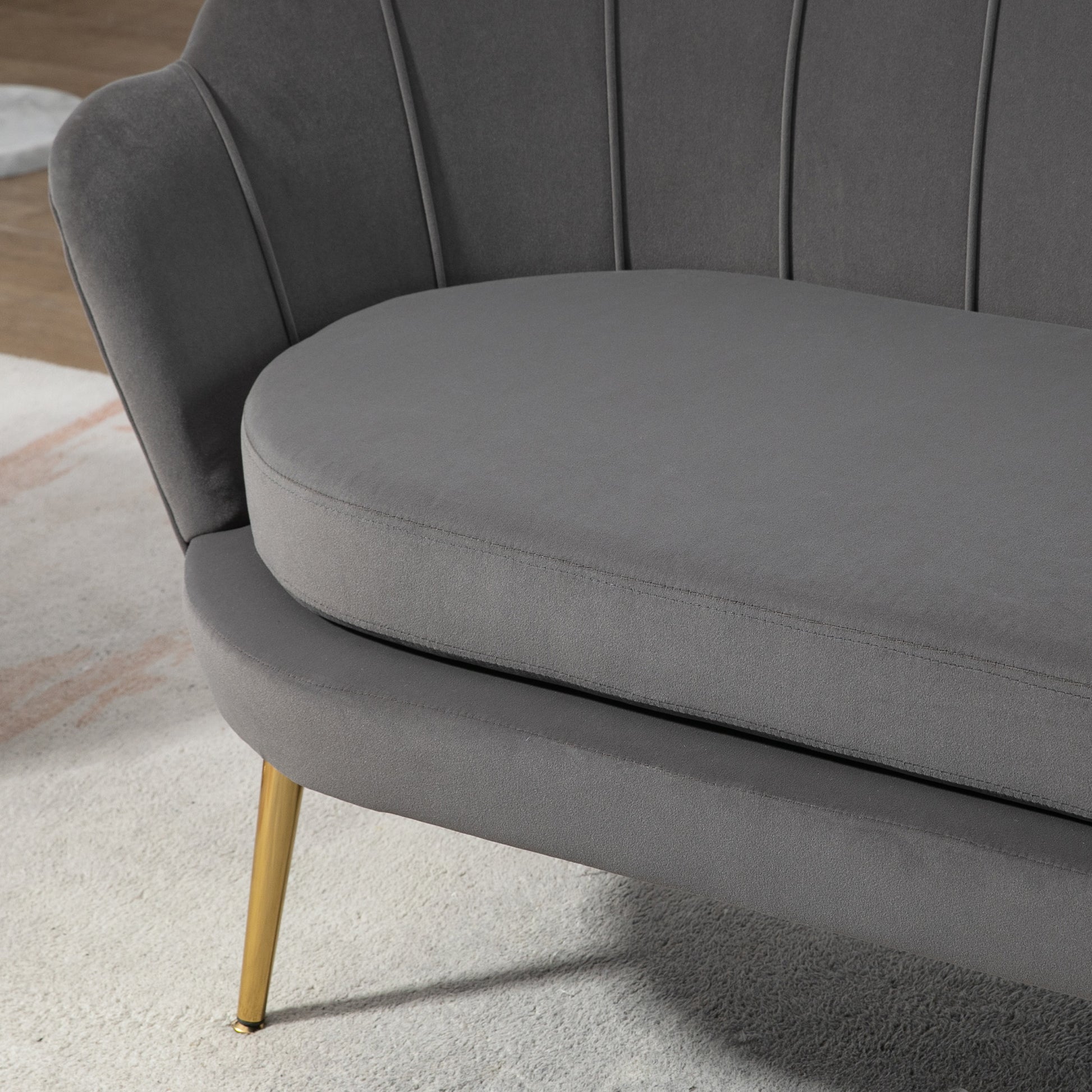 2-Seater Fabric Sofa Two-Seater Lounge Sofa with Soft and Generous Cushions Upholstered Sofa Seating Furniture Upholstered Furniture Design Sofa Elegant Velvet Polyester Grey 133 x 63 x 75 cm