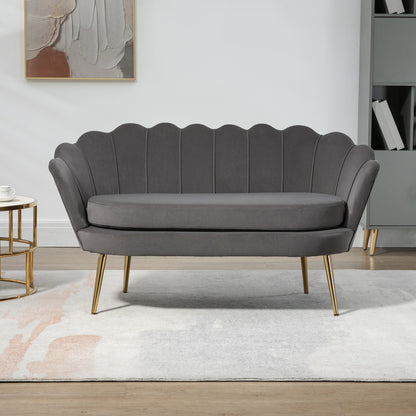 2-Seater Fabric Sofa Two-Seater Lounge Sofa with Soft and Generous Cushions Upholstered Sofa Seating Furniture Upholstered Furniture Design Sofa Elegant Velvet Polyester Grey 133 x 63 x 75 cm