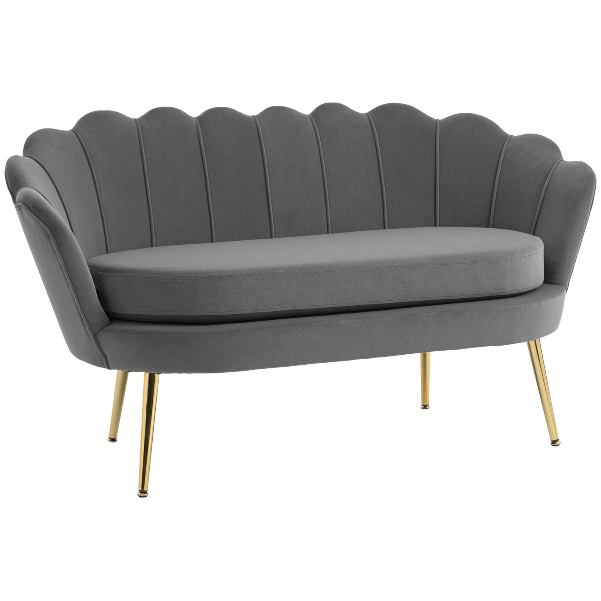 2-Seater Fabric Sofa Two-Seater Lounge Sofa with Soft and Generous Cushions Upholstered Sofa Seating Furniture Upholstered Furniture Design Sofa Elegant Velvet Polyester Grey 133 x 63 x 75 cm