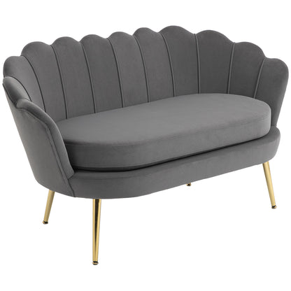 2-Seater Fabric Sofa Two-Seater Lounge Sofa with Soft and Generous Cushions Upholstered Sofa Seating Furniture Upholstered Furniture Design Sofa Elegant Velvet Polyester Grey 133 x 63 x 75 cm