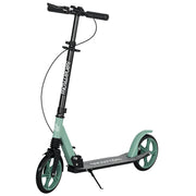 Folding Scooter for Adults and Kids 14+ Lightweight Scooter with Adjustable Handlebar Large Ø200 mm Wheels Shock Absorber and Brake Aluminum Load 100 kg 91.5x36.5x91-104 cm Green