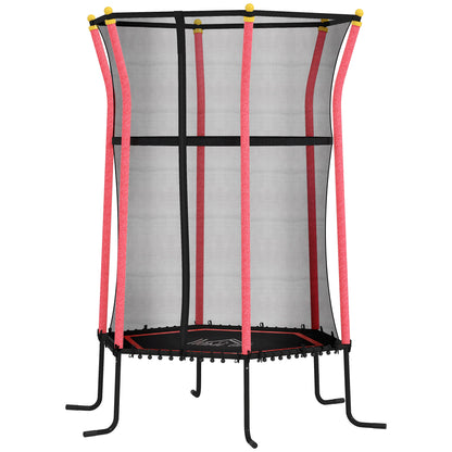 Kids Trampoline Ø163.5 cm, Indoor Trampoline with Safety Net Edge Cover Bungee, Children's Trampoline up to 50 kg, for Kids 3-10 years Red