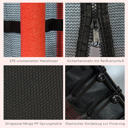 Kids Trampoline Ø163.5 cm, Indoor Trampoline with Safety Net Edge Cover Bungee, Children's Trampoline up to 50 kg, for Kids 3-10 years Red