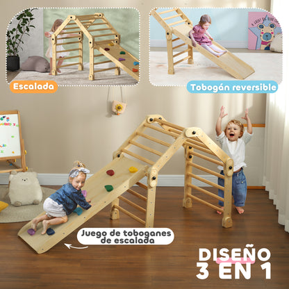 Kids Climbing 3-in-1 Foldable Climbing Frame for 18-48 Months Old Kids with Slide Ramp or Climbing 175x70x89 cm Multicolor