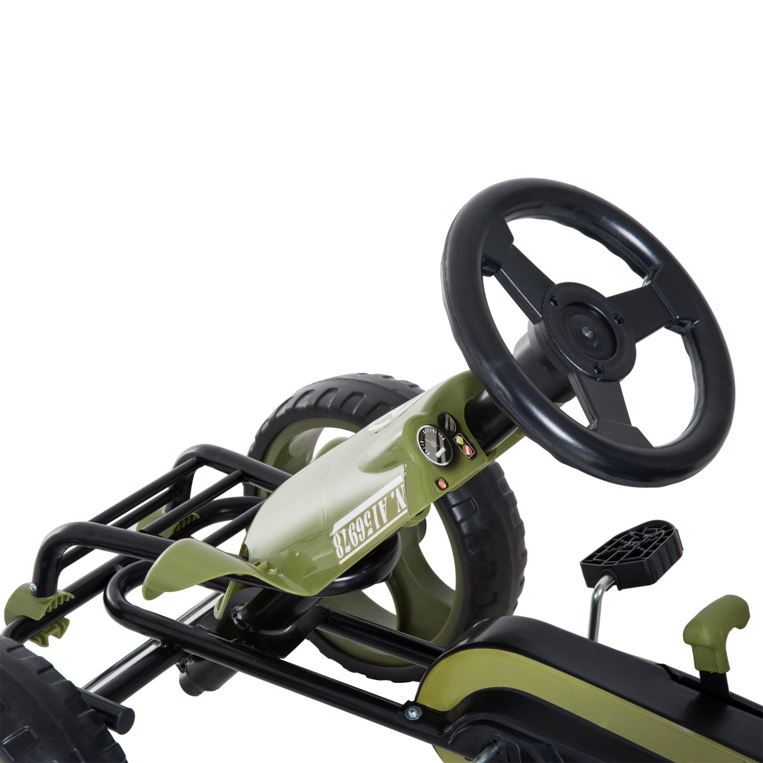 Go Kart Pedal Car with Hand Brake Children's Vehicle Kettcar Pedal Car with Adjustable Seat from 3 Years Green 105 x 54 x 61cm