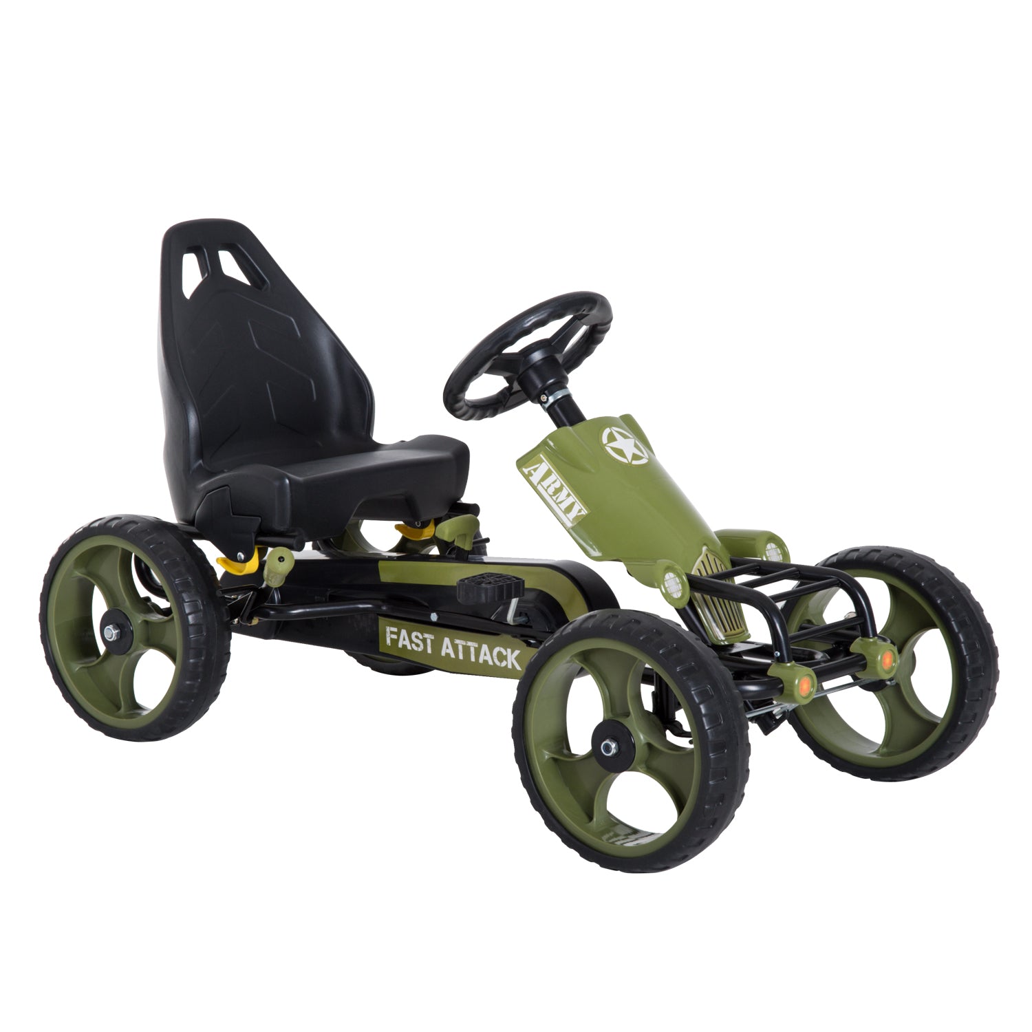 Go Kart Pedal Car with Hand Brake Children's Vehicle Kettcar Pedal Car with Adjustable Seat from 3 Years Green 105 x 54 x 61cm