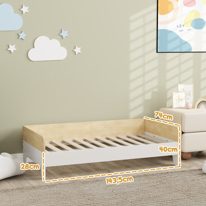 Children's Bed for +3 Years Old 140x70 cm Wooden Children's Bed Load 80 kg for Bedroom White and Natural