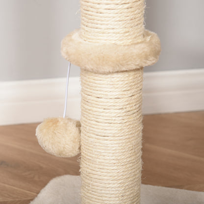 100 cm Cat Tree with Cave, Play Ball, Sisal Posts, Platform, Multi-Level Cat Scratching Tree, Climbing Tree, for Medium-Sized Cats, Beige