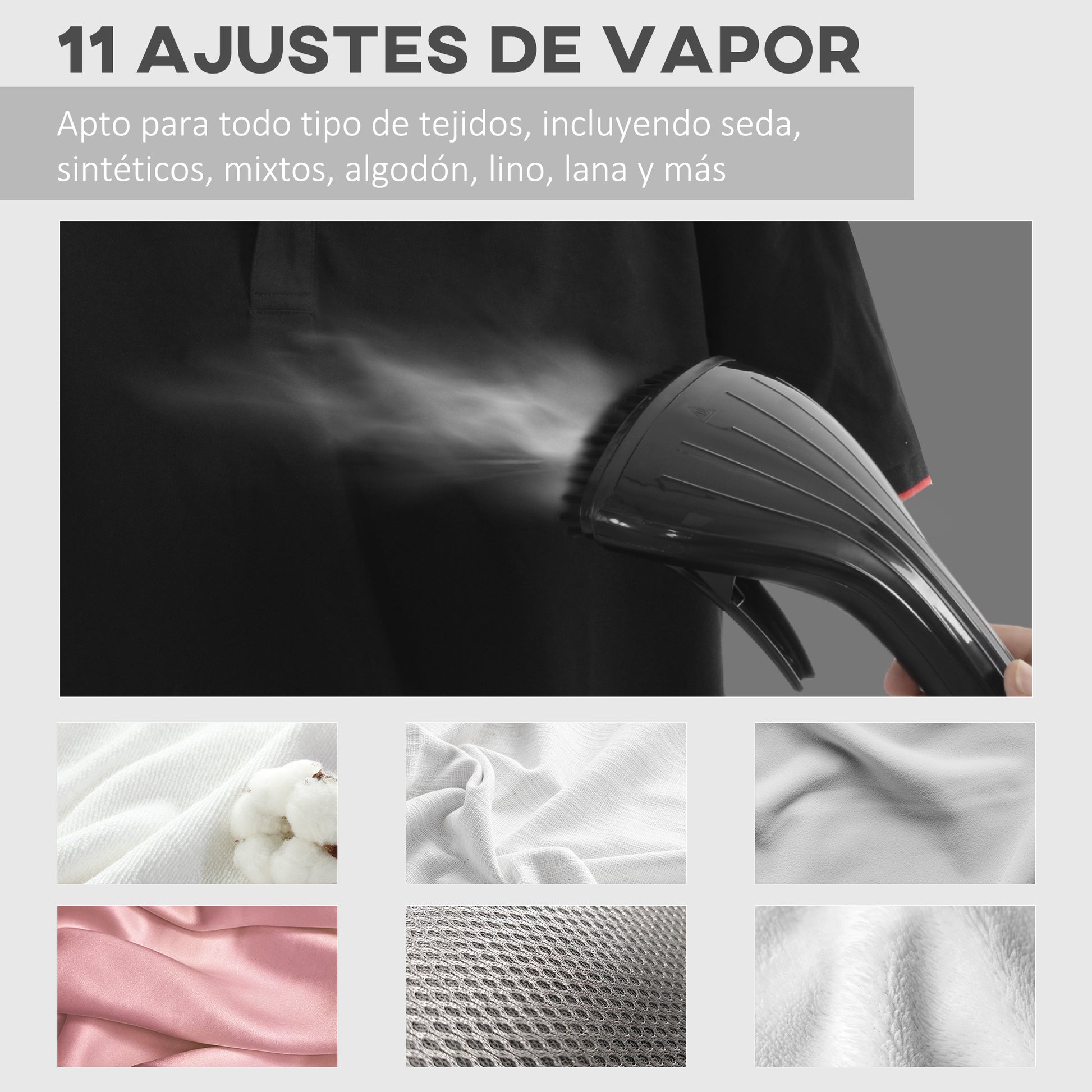 1950W 2L Vertical Steam Iron with 11 Adjustable Temperature Levels and Telescopic Rod Vertical Ironing Center for Home Office Black