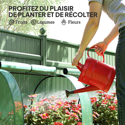 Mini Garden Greenhouse mini tunnel greenhouse tomato greenhouse 4 x 1 x 0.8 m Steel High-density PE 140 g/m² Anti-UV 4 doors with Roll-up Zip Green