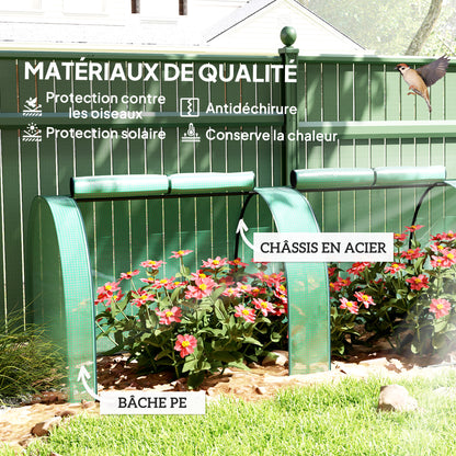 Mini Garden Greenhouse mini tunnel greenhouse tomato greenhouse 4 x 1 x 0.8 m Steel High-density PE 140 g/m² Anti-UV 4 doors with Roll-up Zip Green